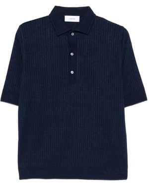 Lardini Buttoned Ribbed Polo Shirt - Blue