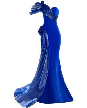 Gaby Charbachy Draped Mermaid Gown - Blue