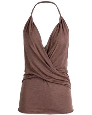 Rick Owens Crossover-Strap Halterneck Top - Brown