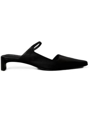 Calvin Klein Leather Square-Toe Mules - Black