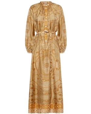 Pierre Louis Mascia Aloe Paisley-Print Maxi Dress - Metallic