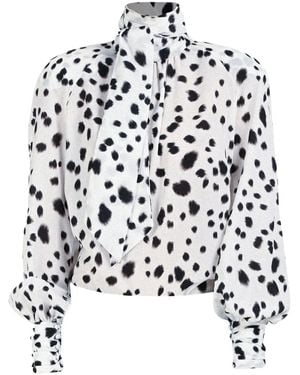 ROWEN ROSE Blouse Met Dalmatiër-Patroon - Wit