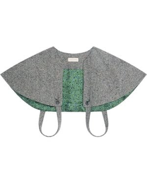 Dries Van Noten Wool Tweed Cape - Gray