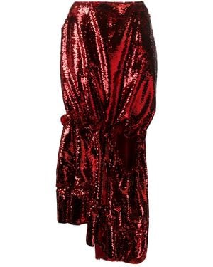 Simone Rocha Sequin Split Seam Midi Dress - Red