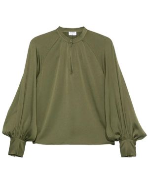 Filippa K Bishop-Sleeve Satin Blouse - Green