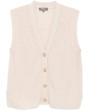 N.Peal Cashmere Weste mit V-Ausschnitt - Natur