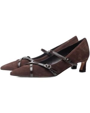 Poche Paris Pumps mit Schnalle - Braun