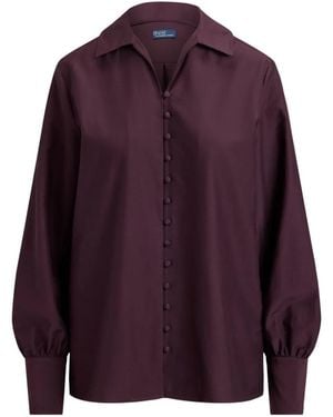 Polo Ralph Lauren Balloon-Sleeve Shirt - Purple