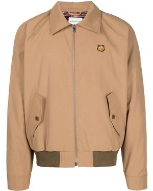 Maison Kitsuné Bold Fox Head-Appliqué Gabardine Jacket - Natural
