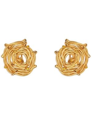 Oscar de la Renta Rhinestone Nest Earrings - Metallic