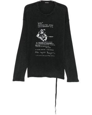 Ann Demeulemeester Graphic-Print Waffle-Knit T-Shirt - Black