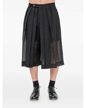Setchu Hakama semi-sheer cropped trousers - Negro