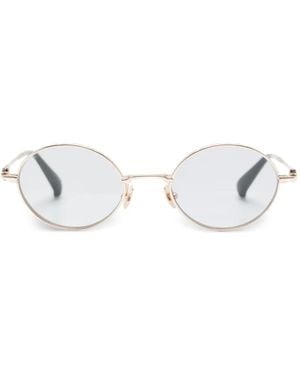 Yohji Yamamoto Lunettes De Soleil À Monture Ronde - Blanc