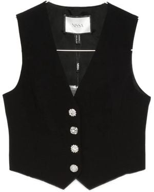 Nissa Jewel-Button Gilet - Black