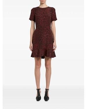 Stella McCartney Leopard-Print Ruffled Mini Dress - Red