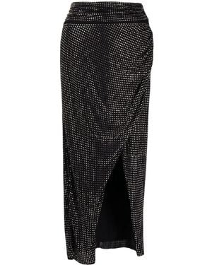 Self-Portrait Gem-Embellished Draped Skirt - Black