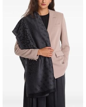 Guess Écharpe À Franges Et Motif Monogrammé - Black