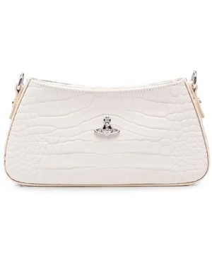 Vivienne Westwood Orb Croc-Effect Shoulder Bag - Natural
