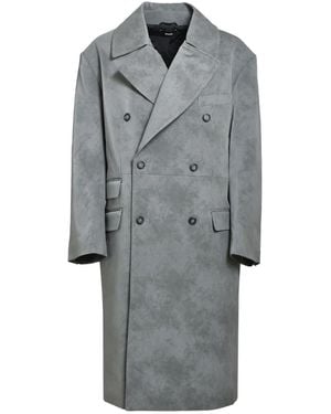 BREATH Wide-Collar Double-Breasted Coat - Grey