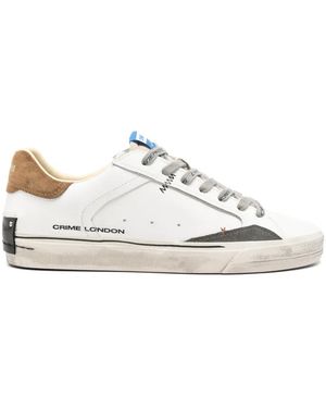 Crime London Distressed Leather Trainers - White