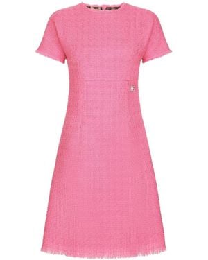 Dolce & Gabbana Rachel Tweed Dress With Dg Logo - Pink