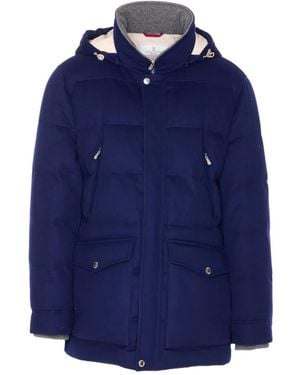 Brunello Cucinelli パデッドジャケット - ブルー
