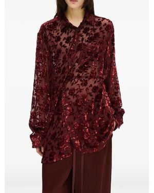Ann Demeulemeester Elisabeth Floral-Devoré Shirt - Red
