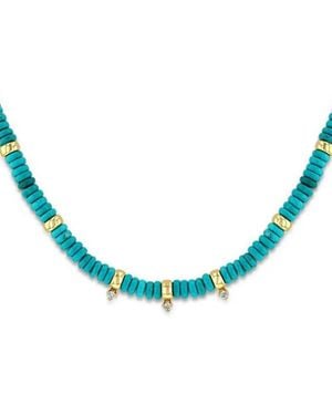 Zoe Chicco 14Kt Rondelle Bead Necklace - Blue