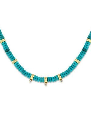 Zoe Chicco 14Kt Rondelle Bead Necklace - Blue