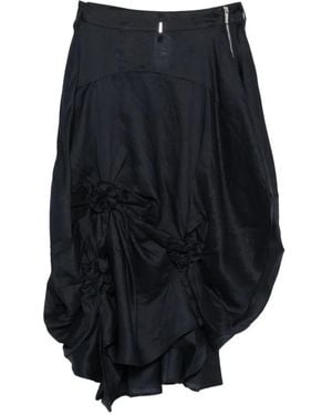 High Zip-Up Midi Skirt - Black