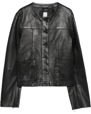 Bully Buttoned Leather Jacket - Black