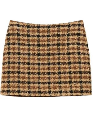 Twinset Minifalda De Bouclé A Cuadros - Neutro