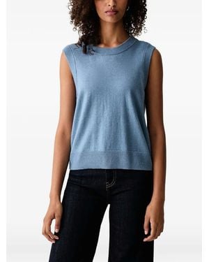 Marc O' Polo Ribbed-Trim Knitted Vest - Blue
