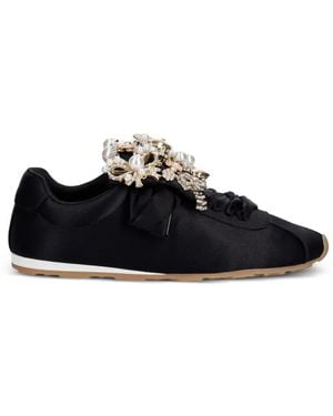 Jeffrey Campbell Shelter Crystal-Embellished Faux-Pearl Sneakers - Black