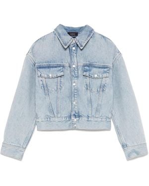 Wardrobe NYC Cropped Denim Jacket - Blue