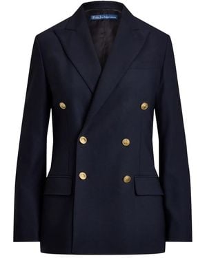 Polo Ralph Lauren Double-Breasted Wool Blend Blazer - Blue