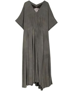 Ziggy Chen Robe Drapée En Soie À Coupe Longue - Gris