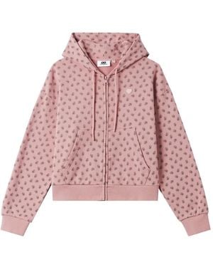Chocoolate Monogram-Print Zip-Up Hoodie - Pink