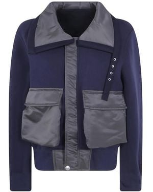 Sacai Panelled Flap-Pocket Jacket - Blue