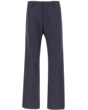 MM6 by Maison Margiela Fringed-Edge Wool Trousers - Blue
