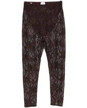 ANDAMANE Loli Lace-Pattern Cropped Leggings - Brown