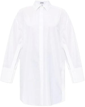 Loewe Hemdkleid Mit Logo-Stickerei - Weiß