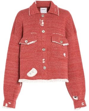 Barrie Fringed Denim Jacket - Red