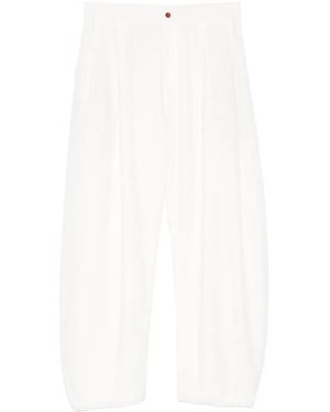 CROQUIS Elasticated Waistband Tapered Trousers - White