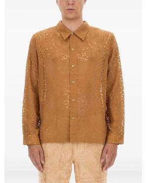 Séfr Maui Lace-Detail Shirt - Brown