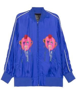 Nude:mm Graphic-Print Bomber Jacket - Blue
