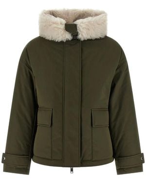 Army by Yves Salomon Shearling-Timmed Hooded Jacket - Green