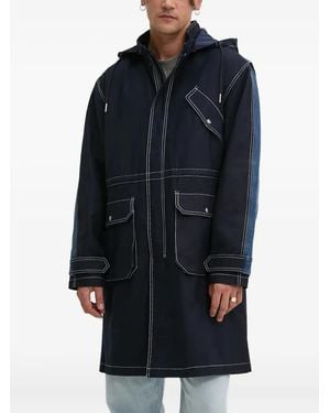 Desigual Denim-Panel Hooded Parka - Blue