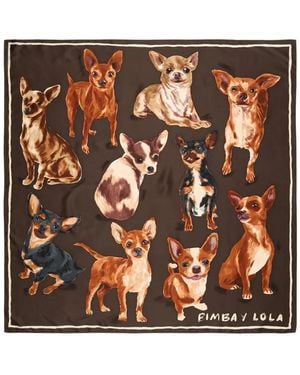 Bimba Y Lola Dog-Print Square Scarf - Brown