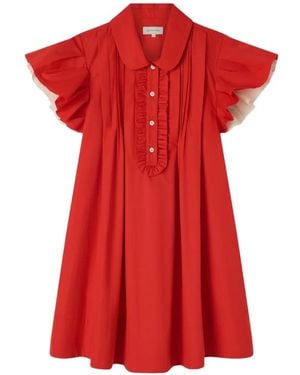 Lee Mathews Charlotte Ruffled Mini Dress - Red